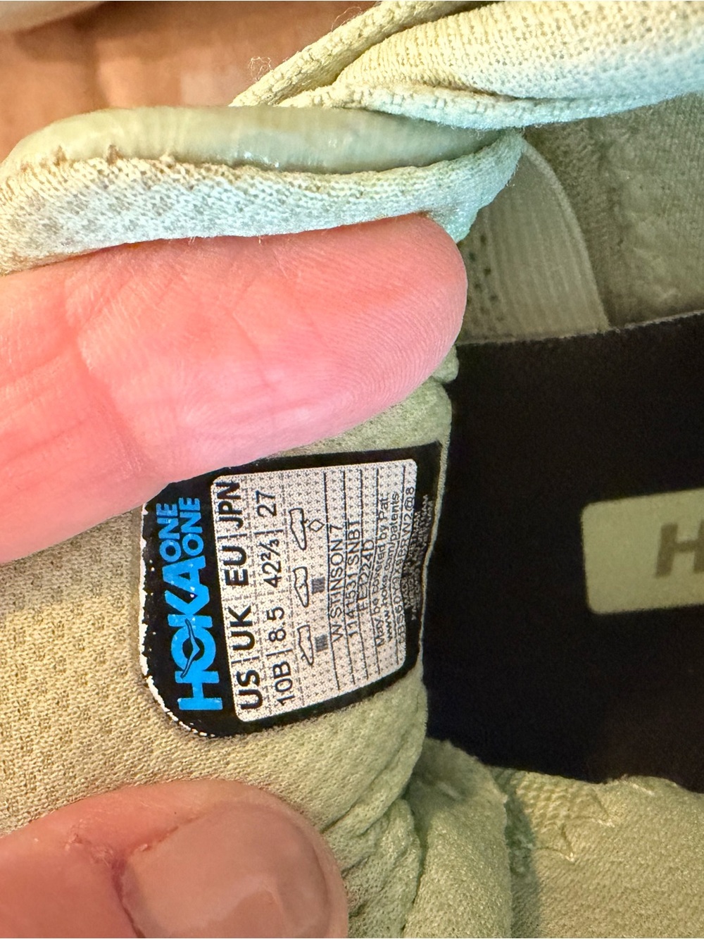 Hoka Women’s rare Stinson 7 Trail Sneaker in Sage Green with Pink Logo - Picture 8 of 9